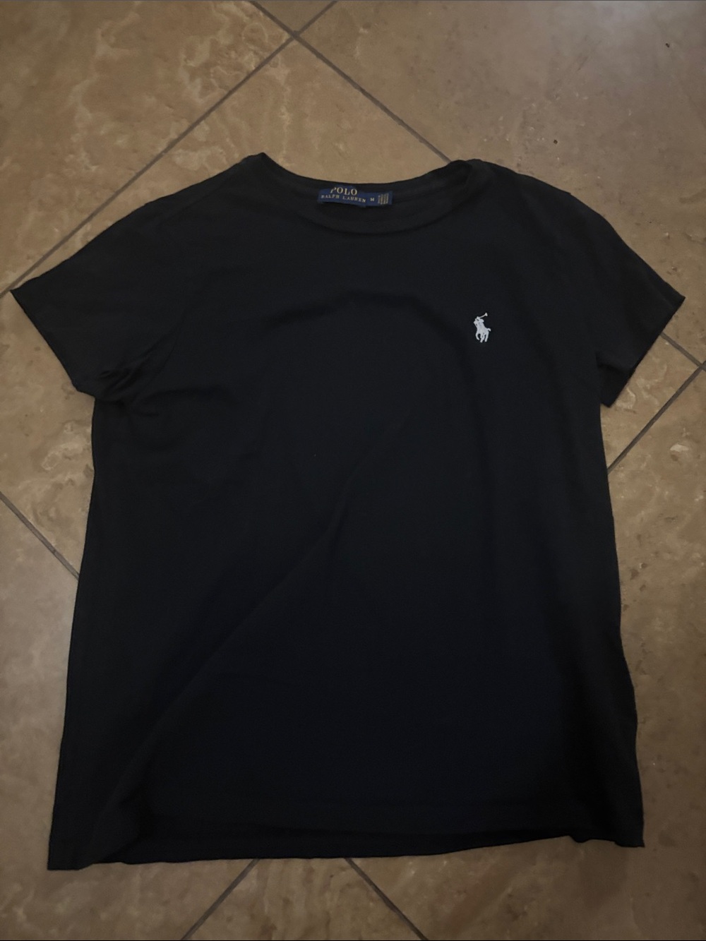 Polo by Ralph Lauren Black Short-Sleeve Crewneck Tee with White Pony
